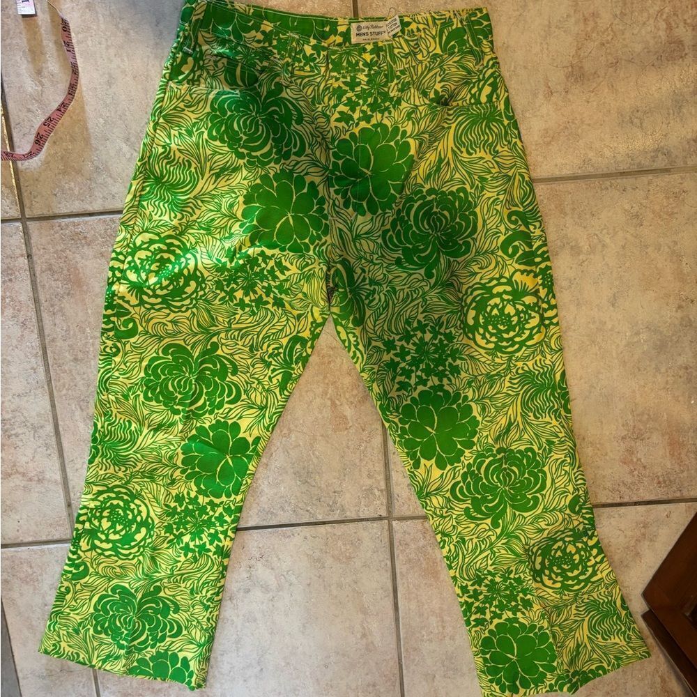 Vintage Lilly Pulitzer Mens Stuff Palm Beach Mod Floral Print Signature Pants